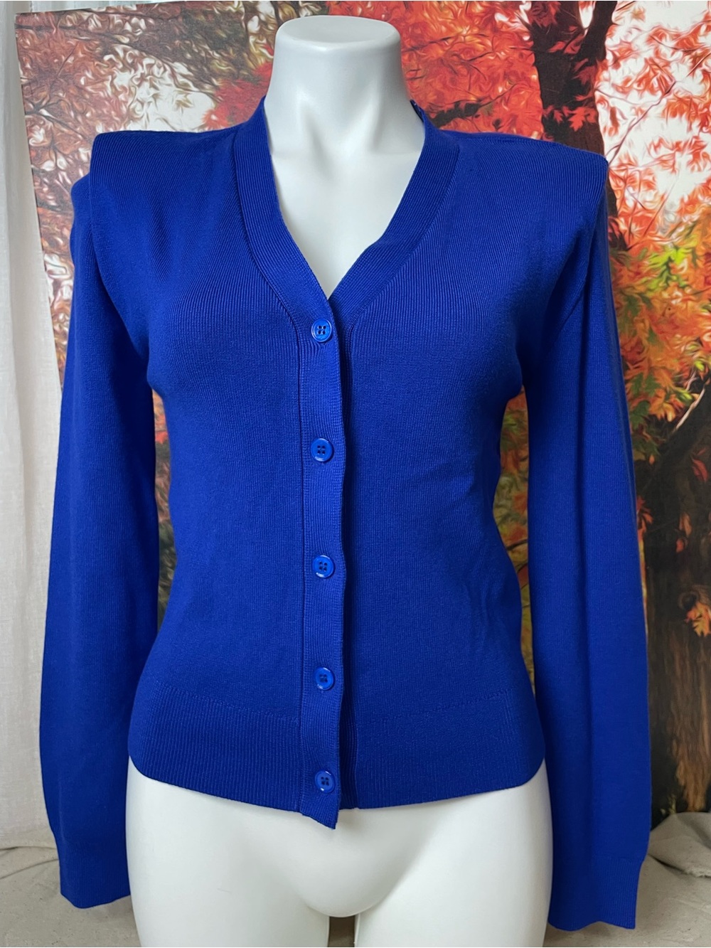 GREY LAB Electric Blue V-Neck Button Cardigan